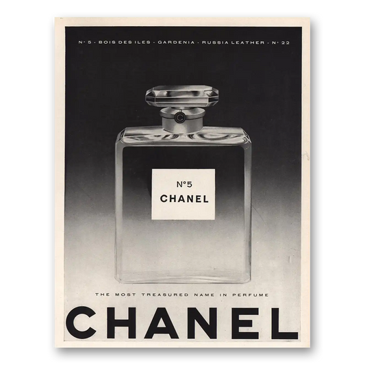 1960 Chanel No 5 Bois Des Iles Gardenia Russia Leather Vintage Magazine Print Ad