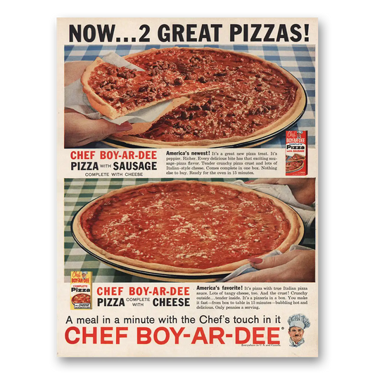 1960 Chef Boy-Ar-Dee Cheese and Sausage Vintage Magazine Print Ad