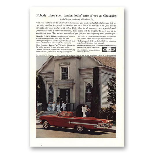 1960 Chevrolet Impala Convertible Nobody Takes Such Tender Lovin Care Vintage Magazine Print Ad