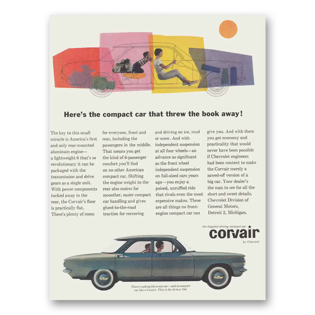 1960 Chevrolet Corvair Threw the Book Away Vintage Magazine Print Ad