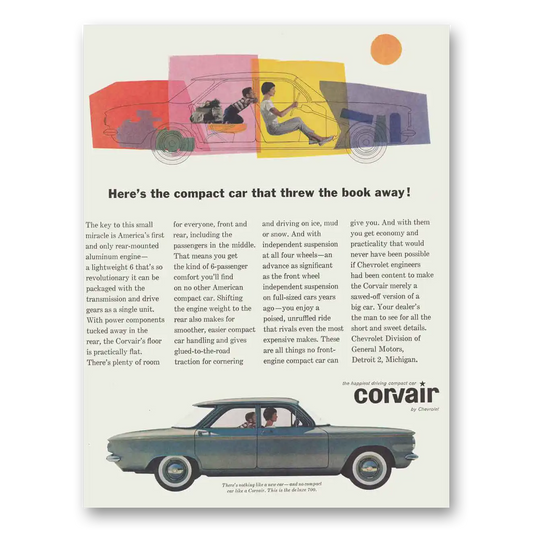 1960 Chevrolet Corvair Threw the Book Away Vintage Magazine Print Ad