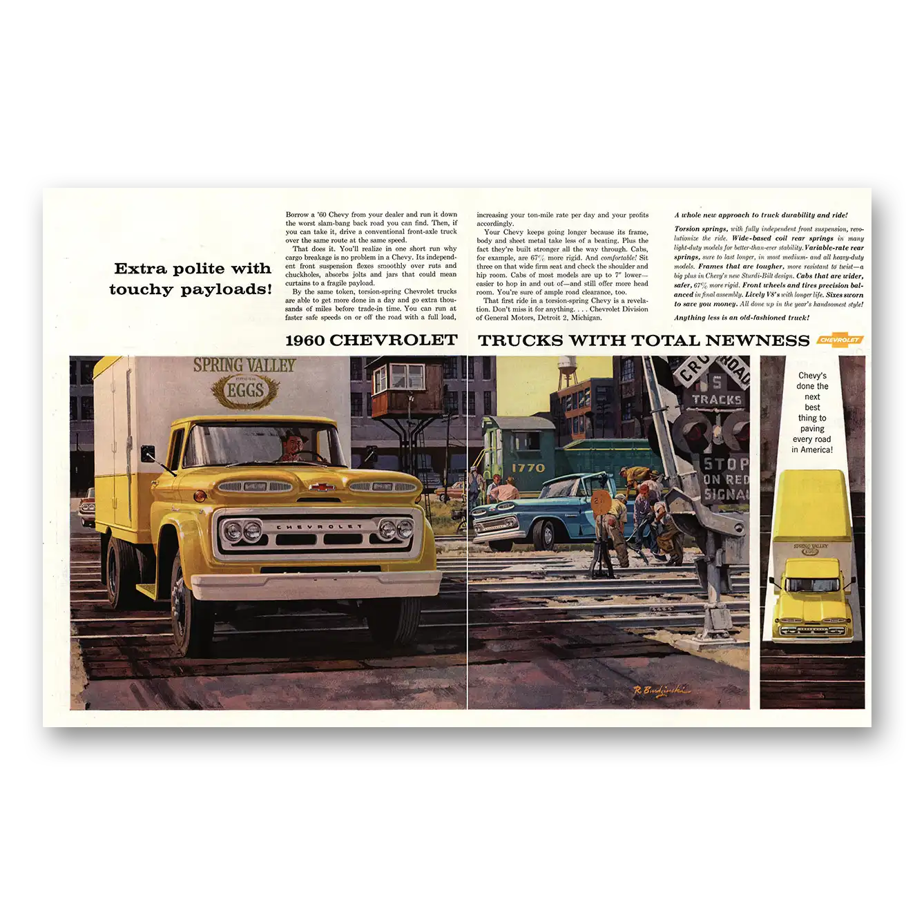 1960 Chevrolet Trucks Spring Valley Extra Polite Vintage Magazine Print Ad