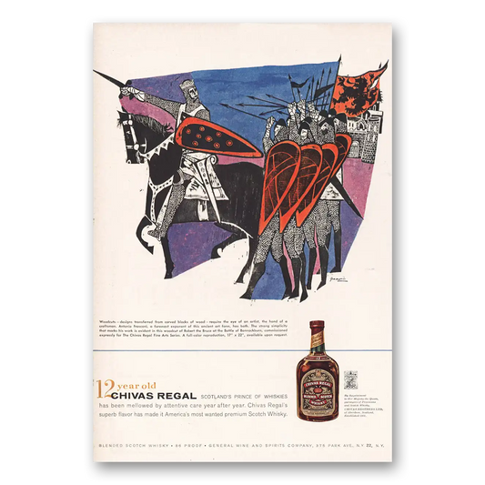 1960 Chivas Regal Woodcuts Antonio Frasconi Vintage Magazine Print Ad