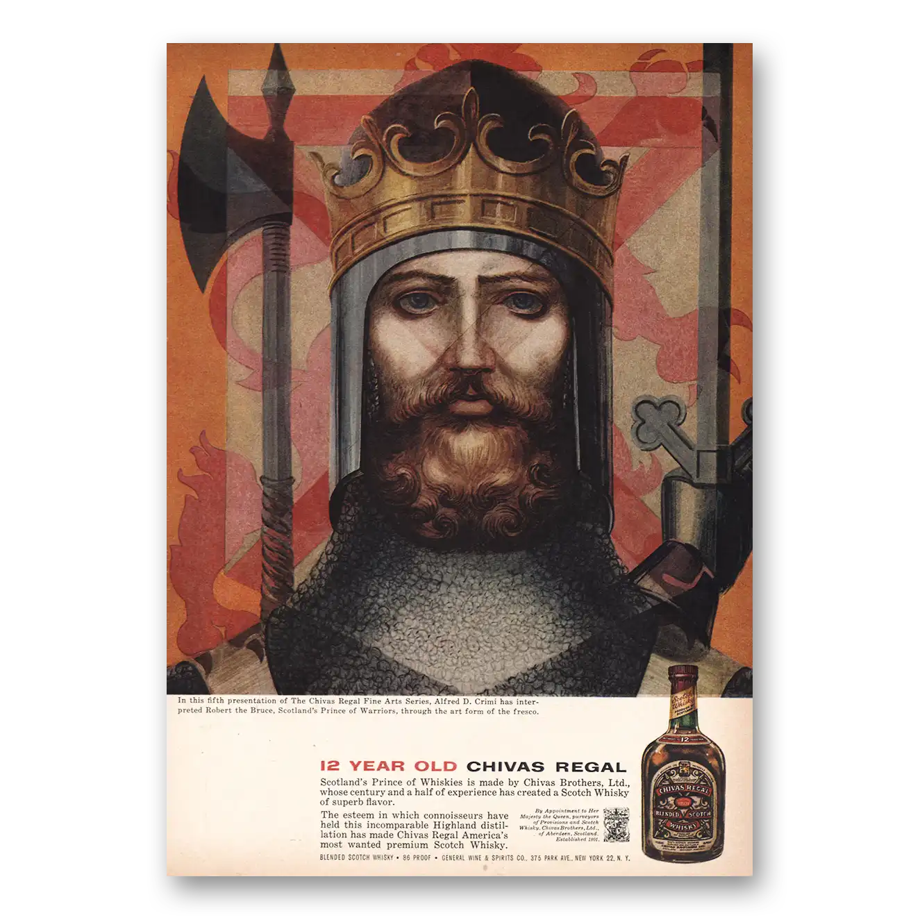 1960 Chivas Regal 12 Year Old Alfred D Crimi Vintage Magazine Print Ad