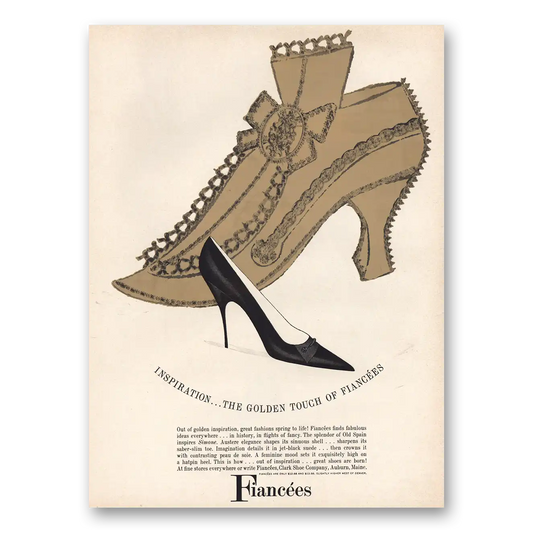 1960 Clarks Shoes Golden Touch of Fiancees Vintage Magazine Print Ad