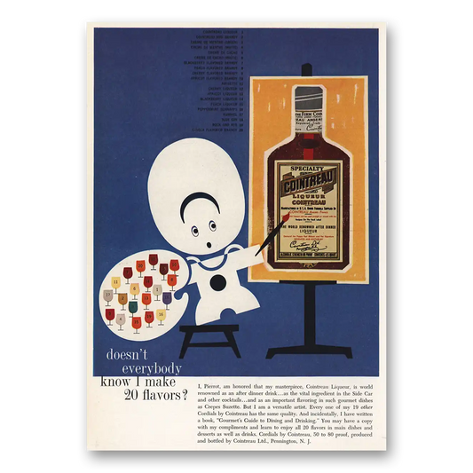 1960 Cointreau Liqueur Doesn't Everybody Know I Make 20 Flavors Vintage Magazine Print Ad