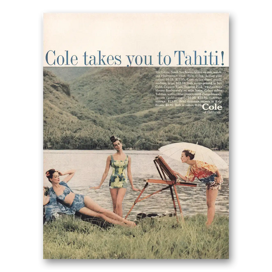 1960 Cole of California Takes You to Tahiti Vintage Magazine Print Ad