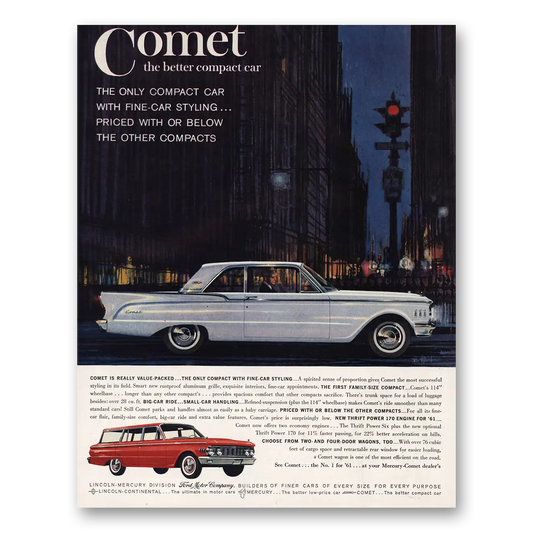 1960 Mercury Comet Compact Car With Fine Car Styling Vintage Magazine Print Ad