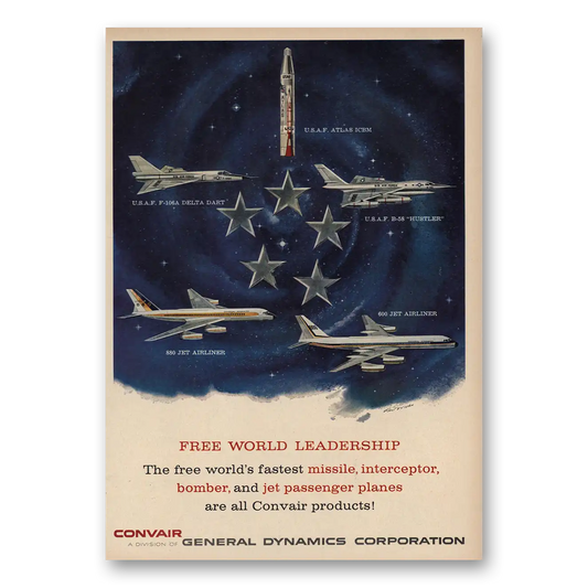 1960 General Dynamics Free World Leadership Vintage Magazine Print Ad