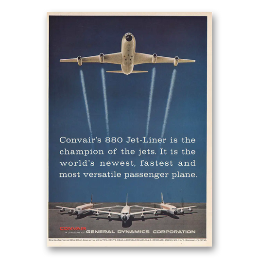 1960 Convair 880 Jet Liner Vintage Magazine Print Ad