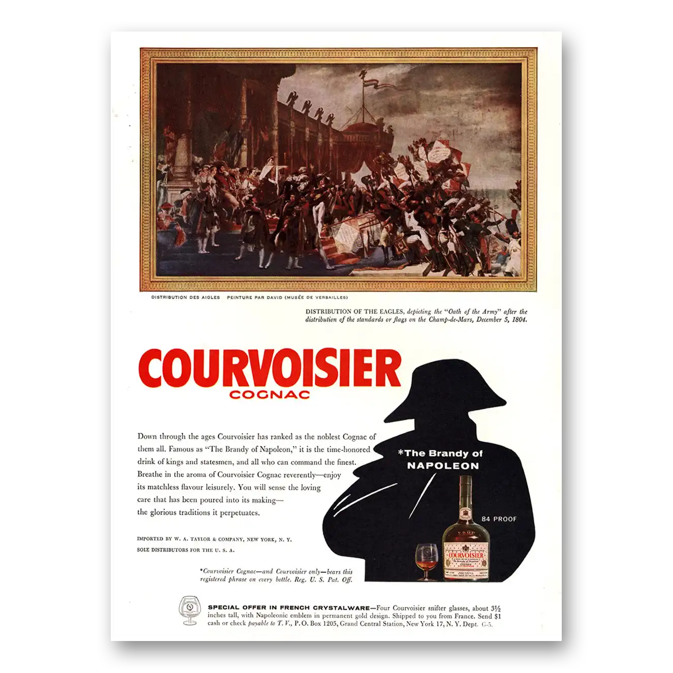 1960 Courvoisier Distribution of the Eagles Vintage Magazine Print Ad