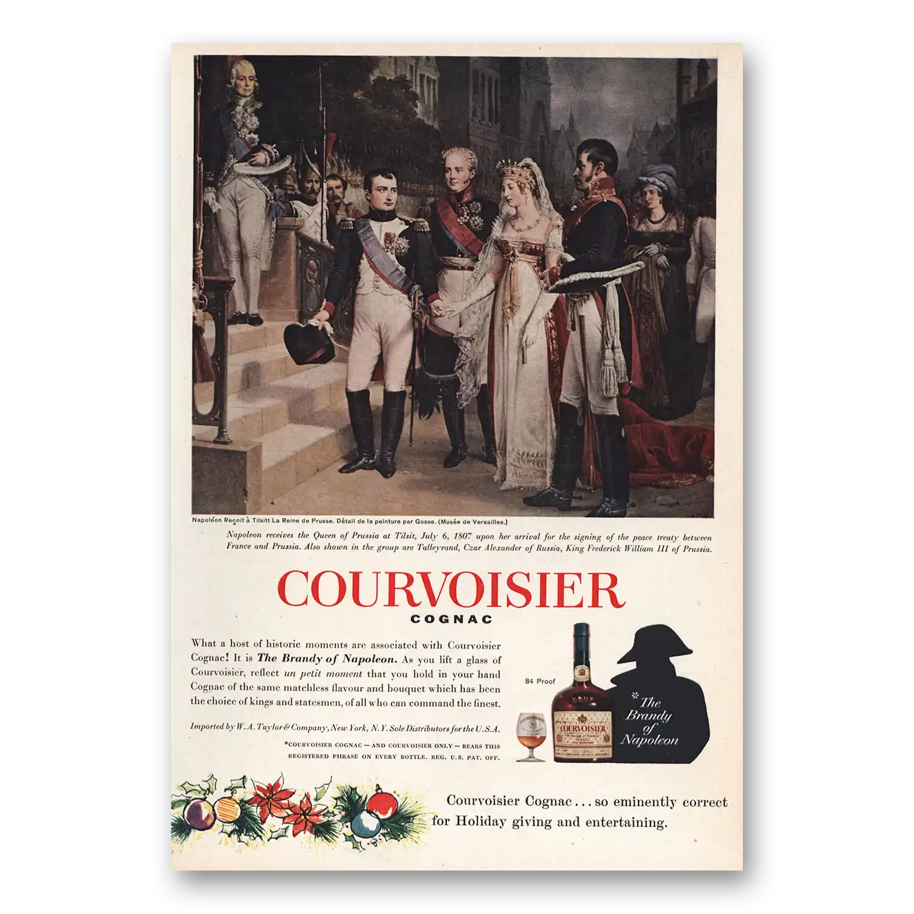 1960 Courvoisier Queen of Prussia Vintage Magazine Print Ad