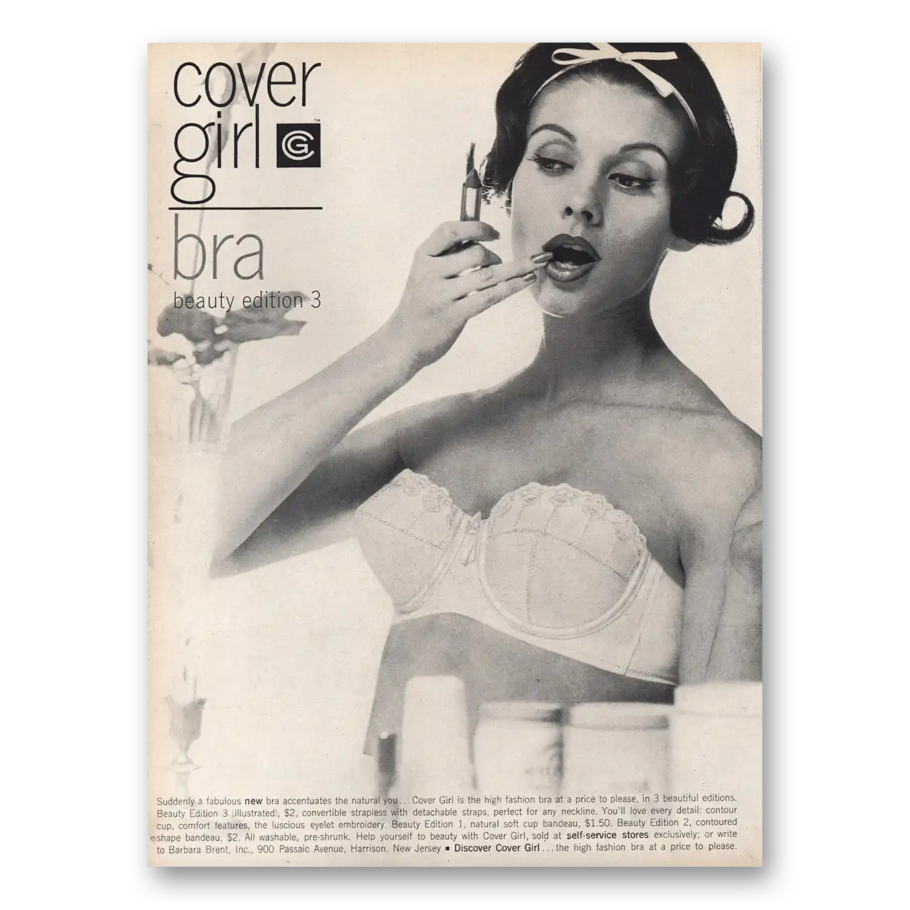 1960 Cover Girl Bra Beauty Edition 3 Vintage Magazine Print Ad