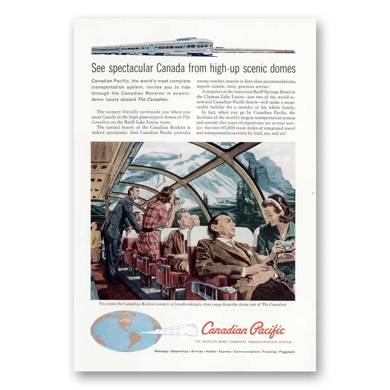 1960 Canadian Pacific Scenic Domes Vintage Magazine Print Ad