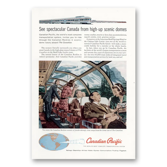 1960 Canadian Pacific Scenic Domes Vintage Magazine Print Ad