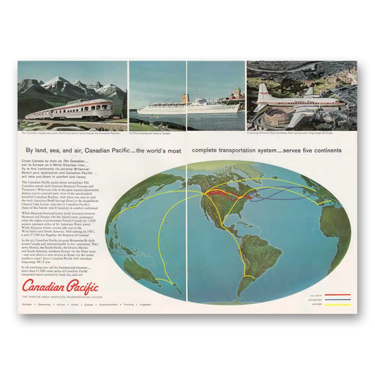 1960 Canadian Pacific By Land Sea and Air Vintage Magazine Print Ad