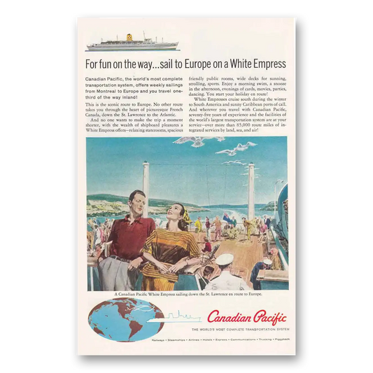 1960 Canadian Pacific For Fun on the Way White Empress Vintage Magazine Print Ad