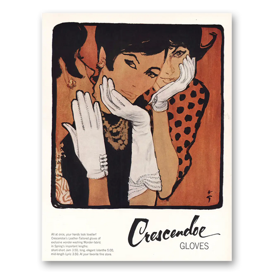 1960 Crescendoe Gloves Your Hands Look Lovelier Vintage Magazine Print Ad