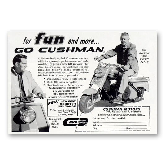 1960 Cushman Super Eagle For Fun and More Vintage Magazine Print Ad