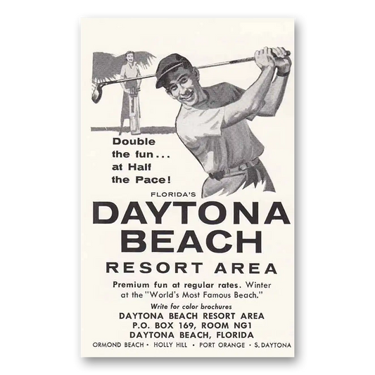 1960 Daytona Beach Florida Double the Fun Golf Vintage Magazine Print Ad