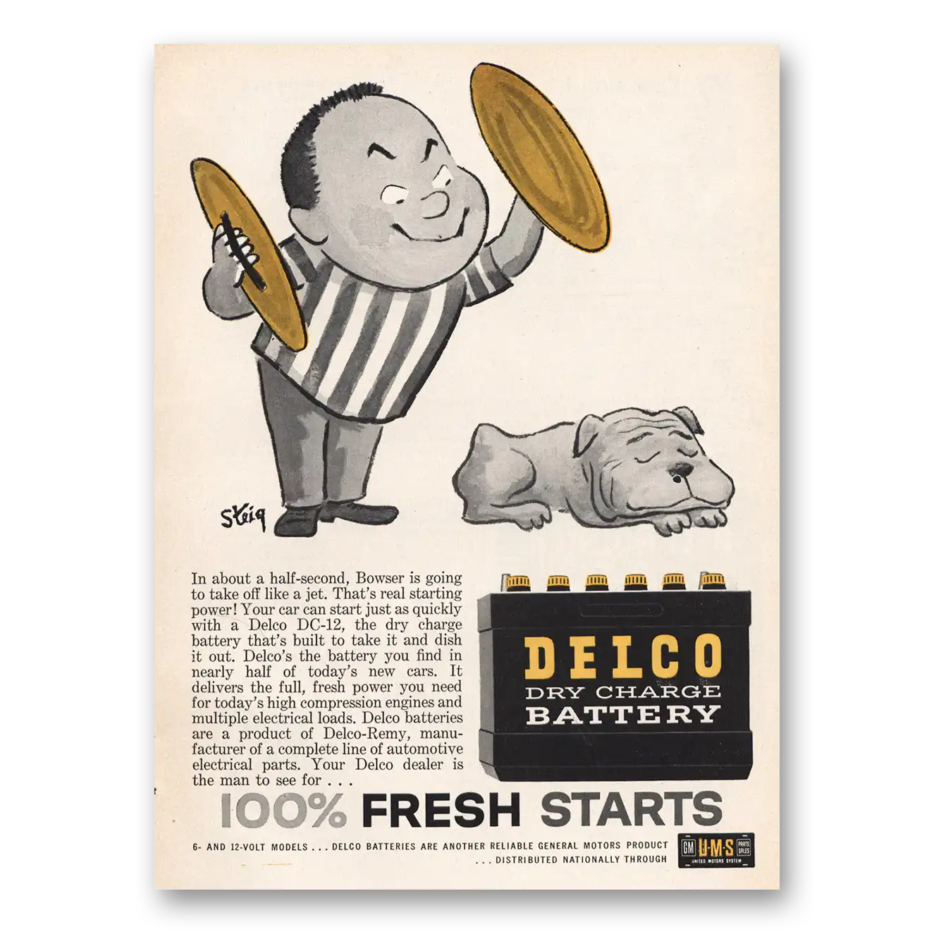 1960 Delco Batteries About a Half Second Vintage Magazine Print Ad