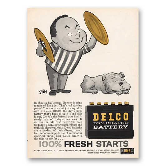 1960 Delco Batteries About a Half Second Vintage Magazine Print Ad