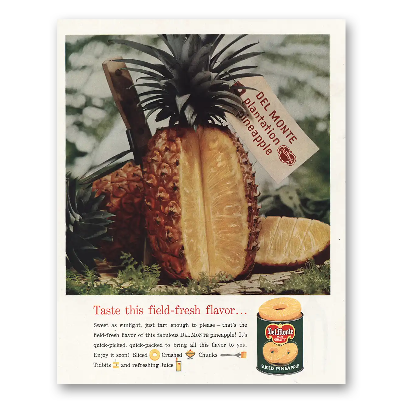 1960 Del Monte Pineapple Field Fresh Flavor Vintage Magazine Print Ad