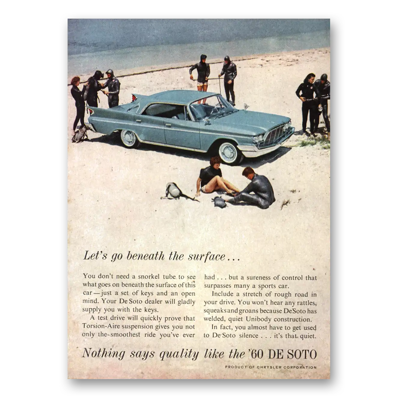 1960 DeSoto Go Beneath the Surface Vintage Magazine Print Ad