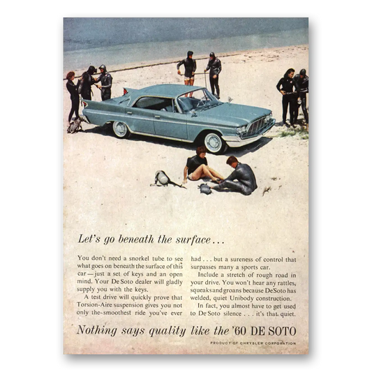 1960 DeSoto Go Beneath the Surface Vintage Magazine Print Ad