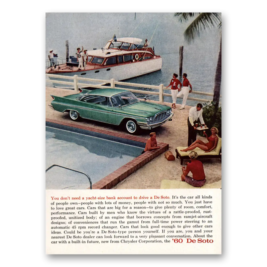 1960 DeSoto You Don't Need a Yacht Size Bank Vintage Magazine Print Ad