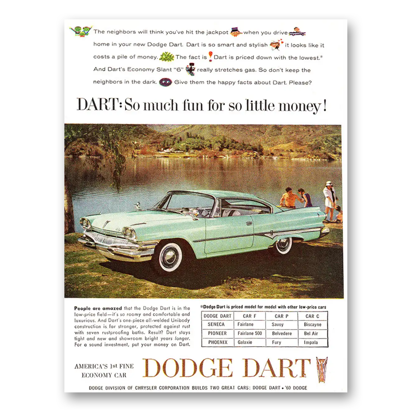 1960 Dodge Dart So Much Fun Vintage Magazine Print Ad