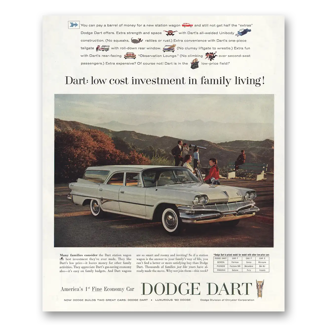 1960 Dodge Dart Investment Family Living Vintage Magazine Print Ad