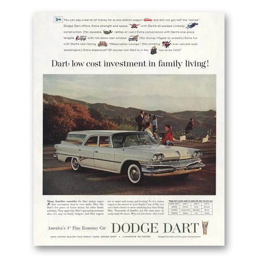 1960 Dodge Dart Investment Family Living Vintage Magazine Print Ad