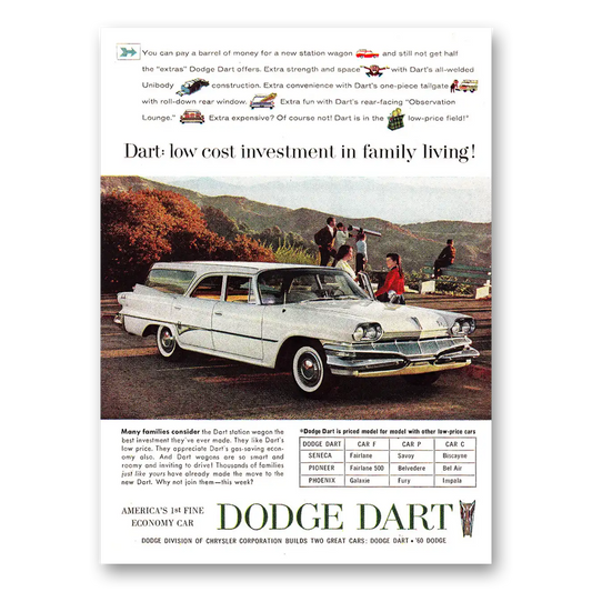 1960 Dodge Dart Low Cost Investment in Family Living Vintage Magazine Print Ad