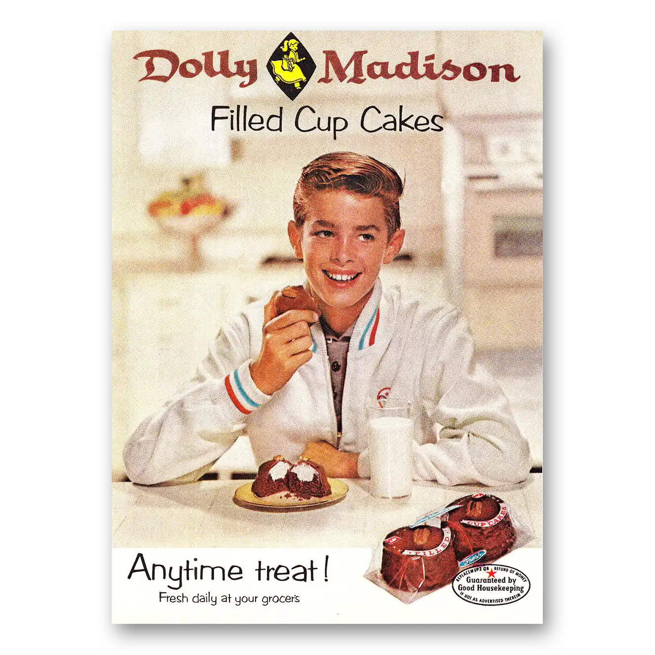 1960 Dolly Madison Filled Cup Cakes Vintage Magazine Print Ad