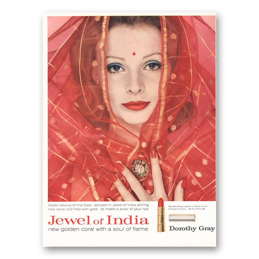 1960 Dorothy Gray Jewel of India Vintage Magazine Print Ad