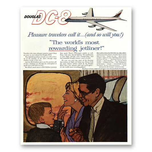 1960 Douglas DC8 Worlds Most Rewarding Jetliner Vintage Magazine Print Ad