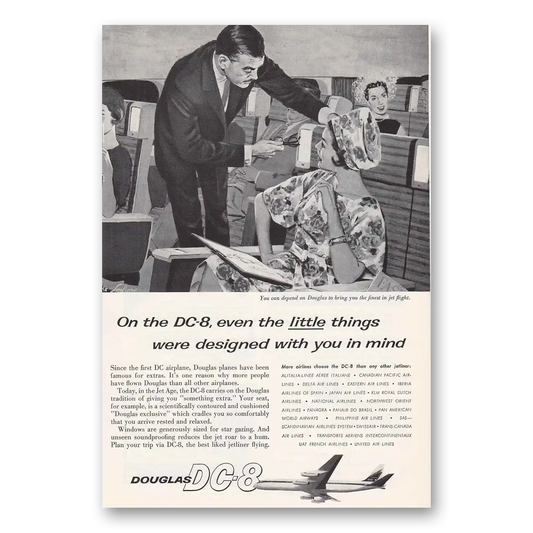 1960 Douglas DC8 Mike Ludlow Vintage Magazine Print Ad