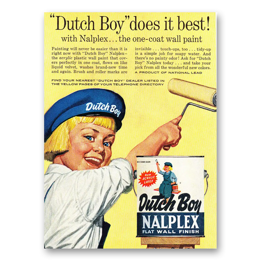 1960 Dutch Boy Paint Nalplex Paint Does It Best One Coat Wall Paint Vintage Magazine Print Ad