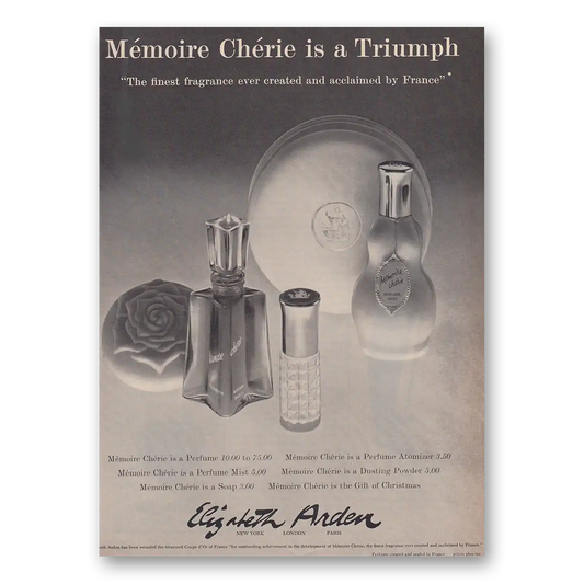 1960 Elizabeth Arden Memoire Cherie Is a Triumph Vintage Magazine Print Ad