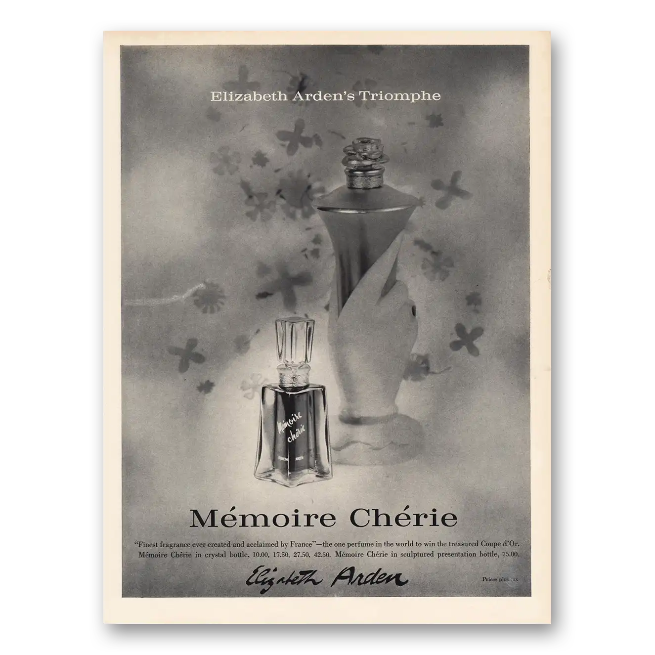 1960 Elizabeth Arden Memoire Cherie Fragrance Vintage Magazine Print Ad