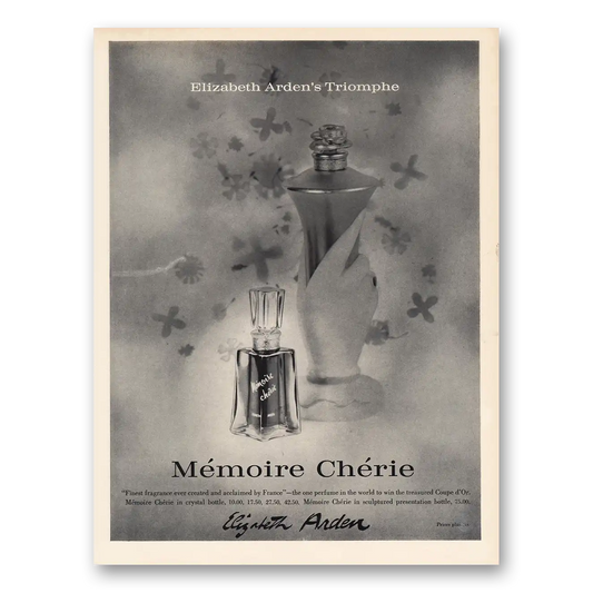 1960 Elizabeth Arden Memoire Cherie Fragrance Vintage Magazine Print Ad