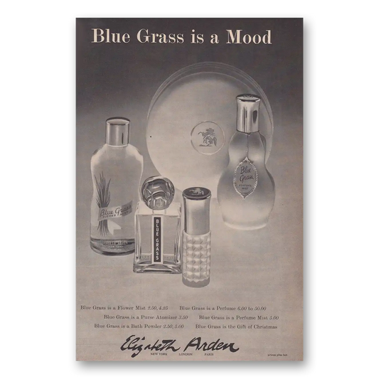 1960 Elizabeth Arden Blue Grass Perfume Is a Mood Vintage Magazine Print Ad