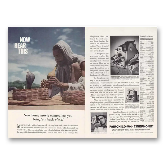 1960 Fairchild Cinephonic Now Hear This Snake Charmer Vintage Magazine Print Ad