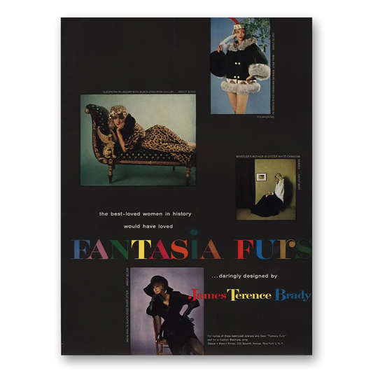 1960 Fantasia Furs Daringly Designed James Terence Brady Vintage Magazine Print Ad