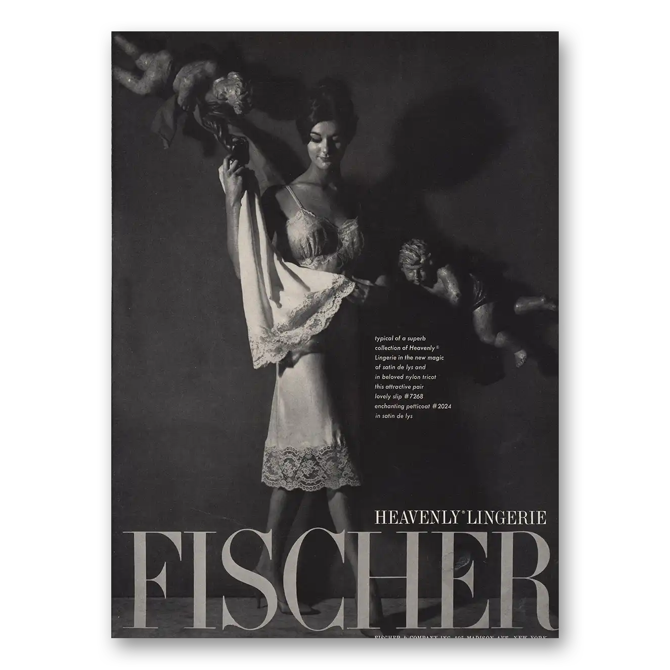 1960 Fischer & Company Heavenly Lingerie Vintage Magazine Print Ad