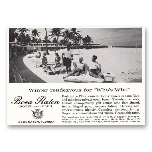 1960 Boca Raton Hotel and Club Winter Rendezvous for Who's Who Vintage Magazine Print Ad