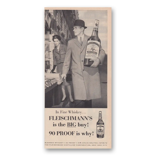 1960 Fleischmanns Gin Whiskey Big Buy Vintage Magazine Print Ad