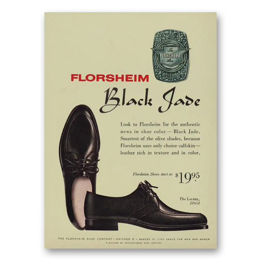 1960 Florsheim Shoes Black Jade Vintage Magazine Print Ad