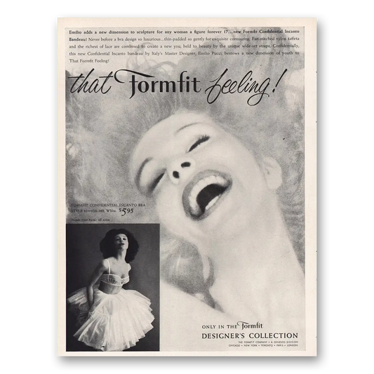 1960 Formfit Emilio Adds New Dimension Vintage Magazine Print Ad